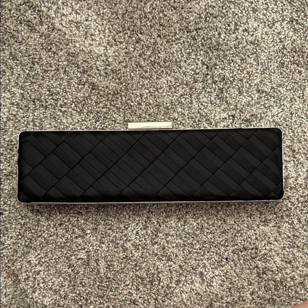 Glint Black Woven Clutch